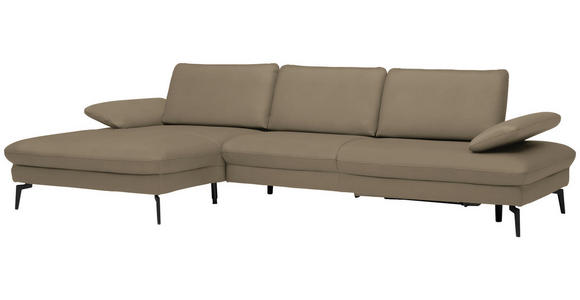 ECKSOFA in Echtleder Hellbraun 157/325 cm - Hellbraun/Schwarz, Design, Leder/Metall (157/325cm) - Dieter Knoll