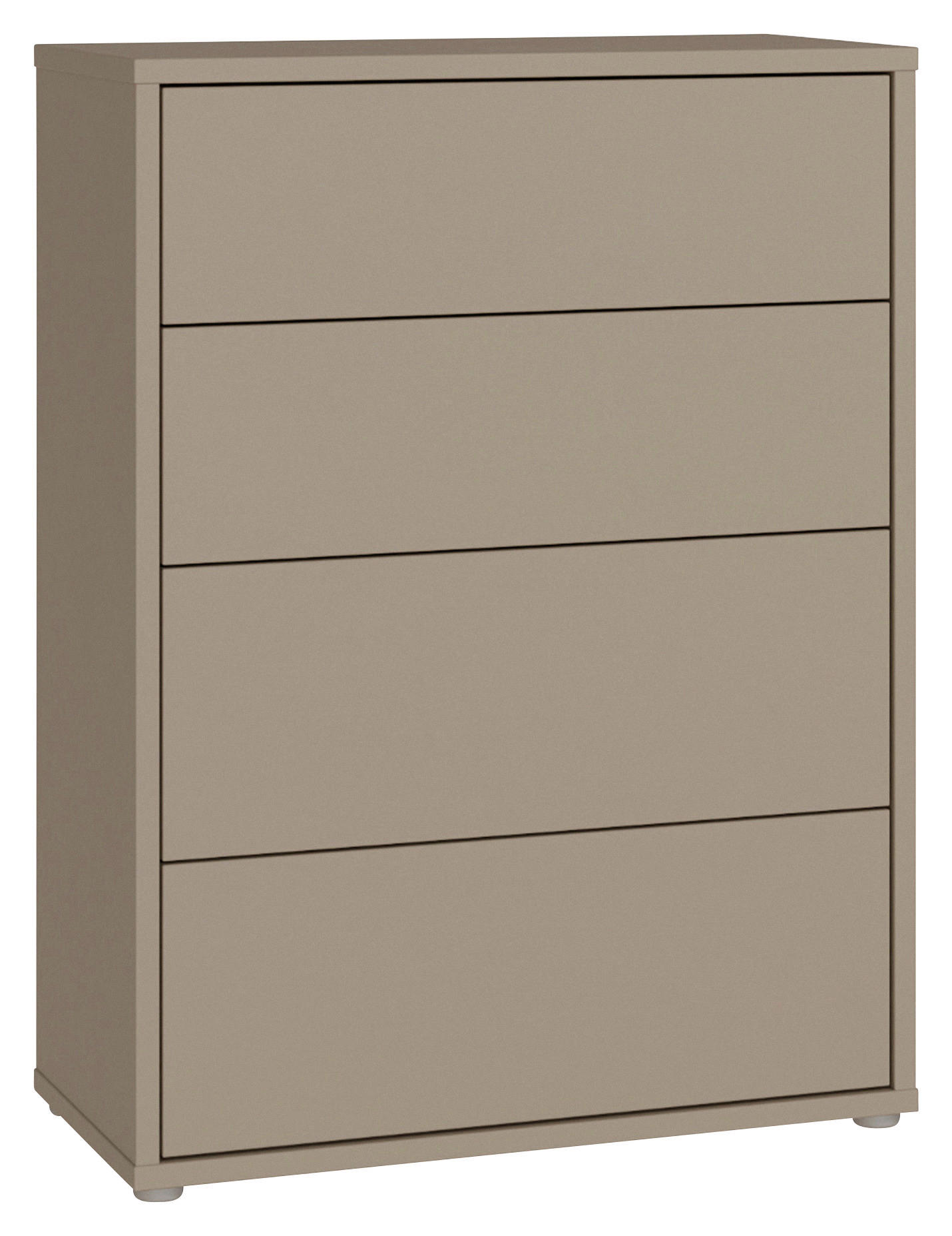 KOMMODE , 75/99/35 cm, 4 Schublade(n)  - Taupe/Silberfarben, Trend, Holzwerkstoff/Kunststoff (75/99/35cm) - Carryhome