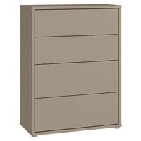 KOMMODE , 75/99/35 cm, 4 Schublade(n)  - Taupe/Silberfarben, Trend, Holzwerkstoff/Kunststoff (75/99/35cm) - Carryhome