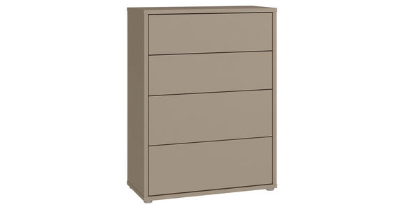 KOMMODE , 75/99/35 cm, 4 Schublade(n)  - Taupe/Silberfarben, Trend, Holzwerkstoff/Kunststoff (75/99/35cm) - Carryhome