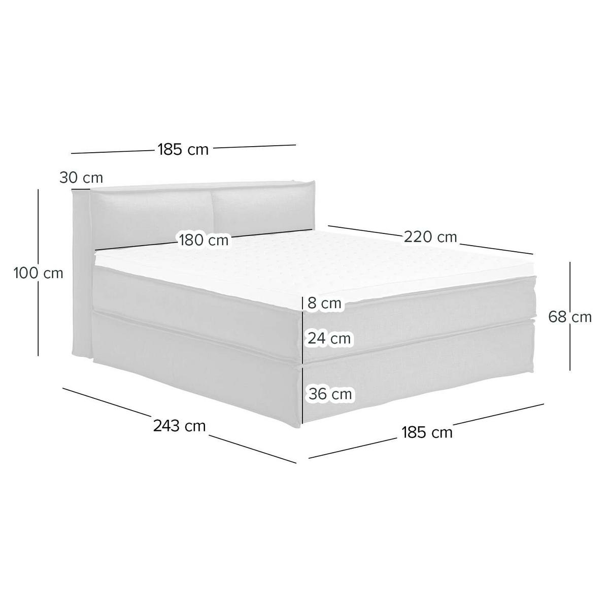 BOXSPRINGBETT KINX - Creme/Schwarz, Design, Textil (180/220cm) - home24