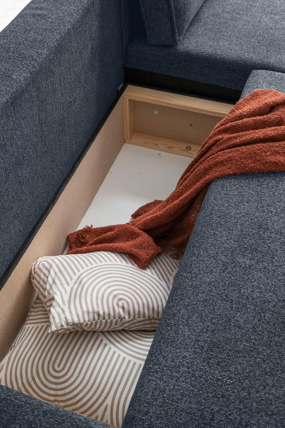 ECKSOFA in Dunkelblau  - Weiss/Schwarz, Design, Kunststoff/Textil (247/194cm) - MID.YOU