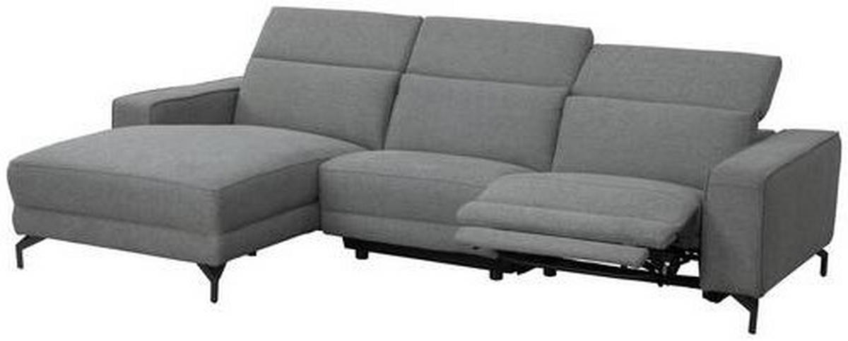 ECKSOFA Grau Webstoff  - Schwarz/Grau, Design, Textil/Metall (176/278cm) - Livetastic
