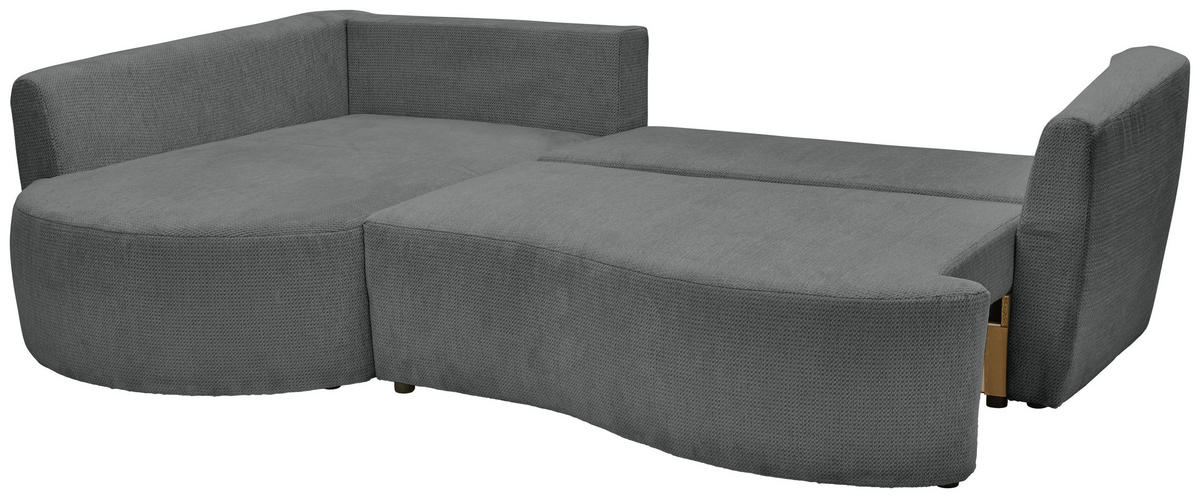 ECKSOFA Dunkelgrau Chenille  - Dunkelgrau/Schwarz, MODERN, Kunststoff/Textil (179/287cm) - Carryhome
