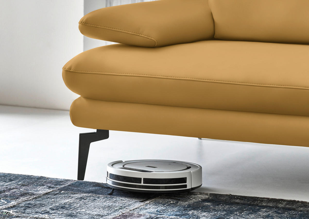 3-SITZER-SOFA in Leder Gelb  - Gelb/Schwarz, Design, Leder/Metall (222/86/104cm) - Dieter Knoll
