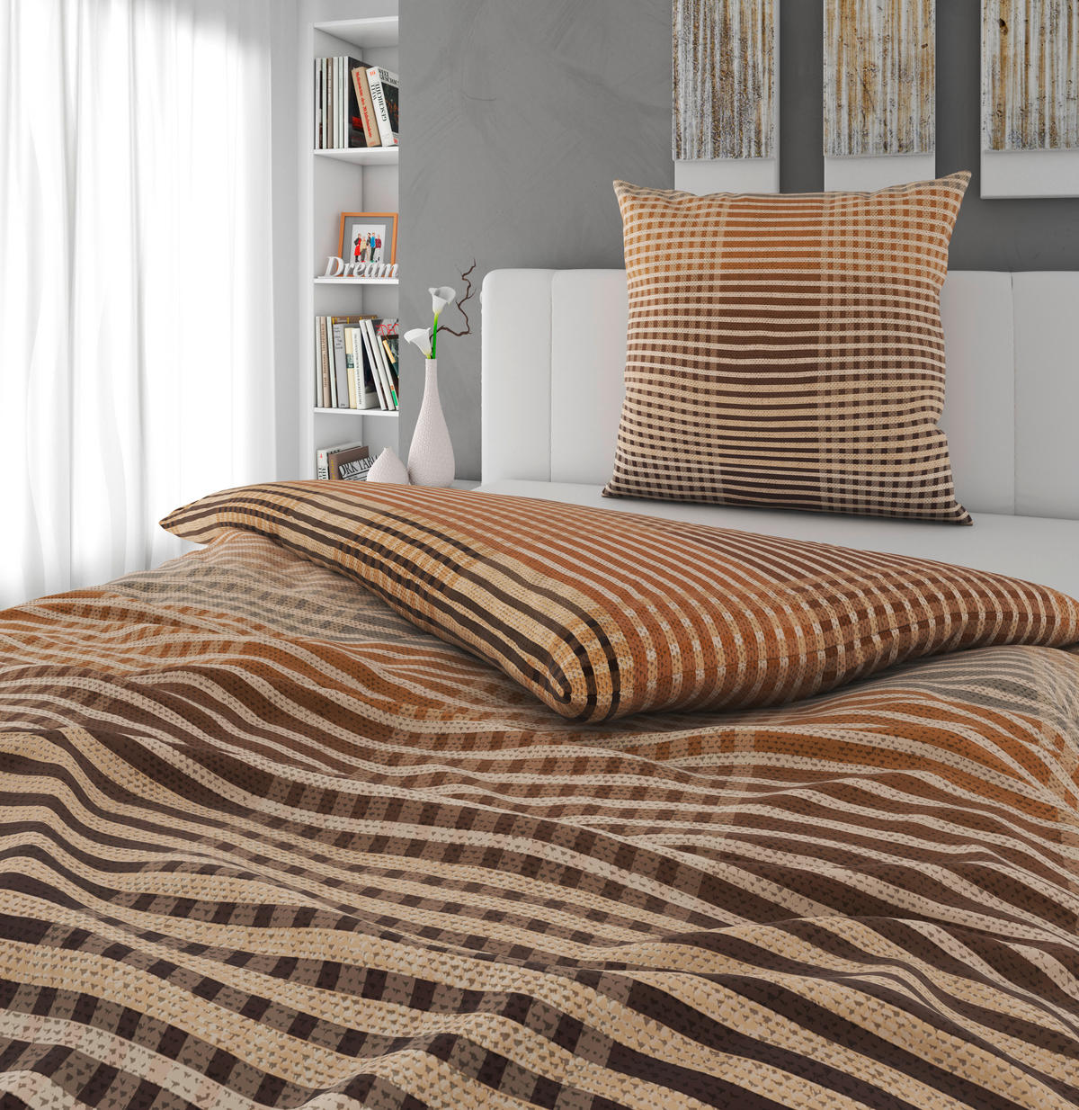 BETTWÄSCHE 2-teilig Flanell 140/200 cm  - Braun, Textil (140/200cm) - Novel