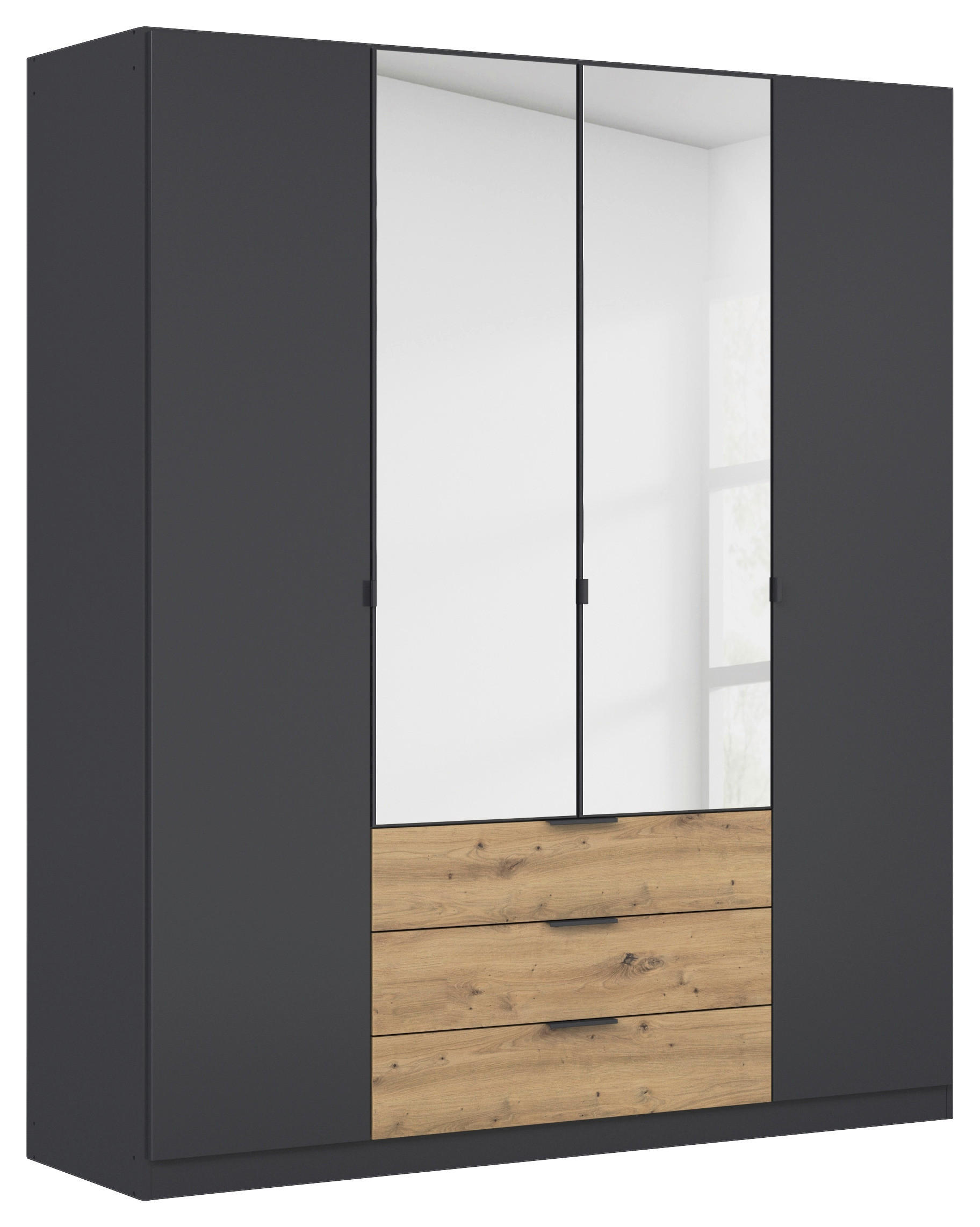 KLEIDERSCHRANK Graphitfarben, Grau, Eiche Artisan  - Graphitfarben/Eiche Artisan, Basics, Glas/Holzwerkstoff (181/210/54cm) - Boxxx