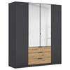 KLEIDERSCHRANK Grau, Eiche Artisan, Graphitfarben  - Graphitfarben/Eiche Artisan, Basics, Glas/Holzwerkstoff (181/210/54cm) - Rauch Möbel