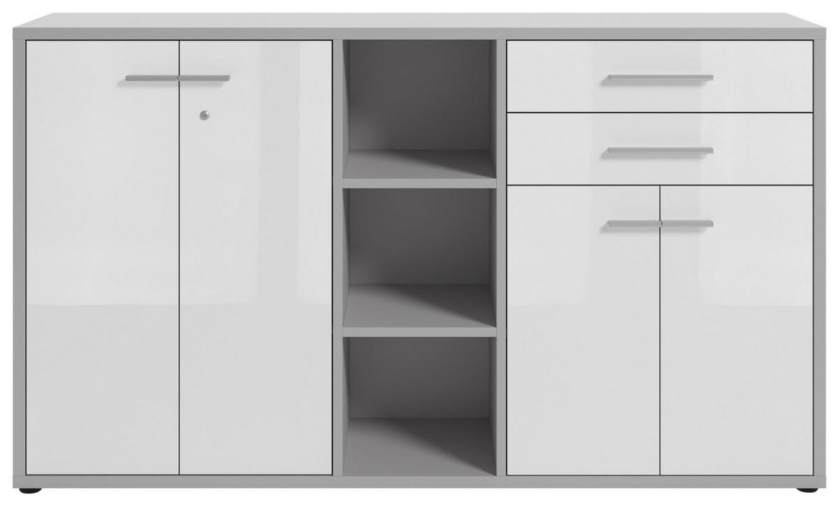 SIDEBOARD Texas  in 191,1/110/40 cm  - Hellgrau/Alufarben, MODERN, Glas/Holzwerkstoff (191,1/110/40cm)