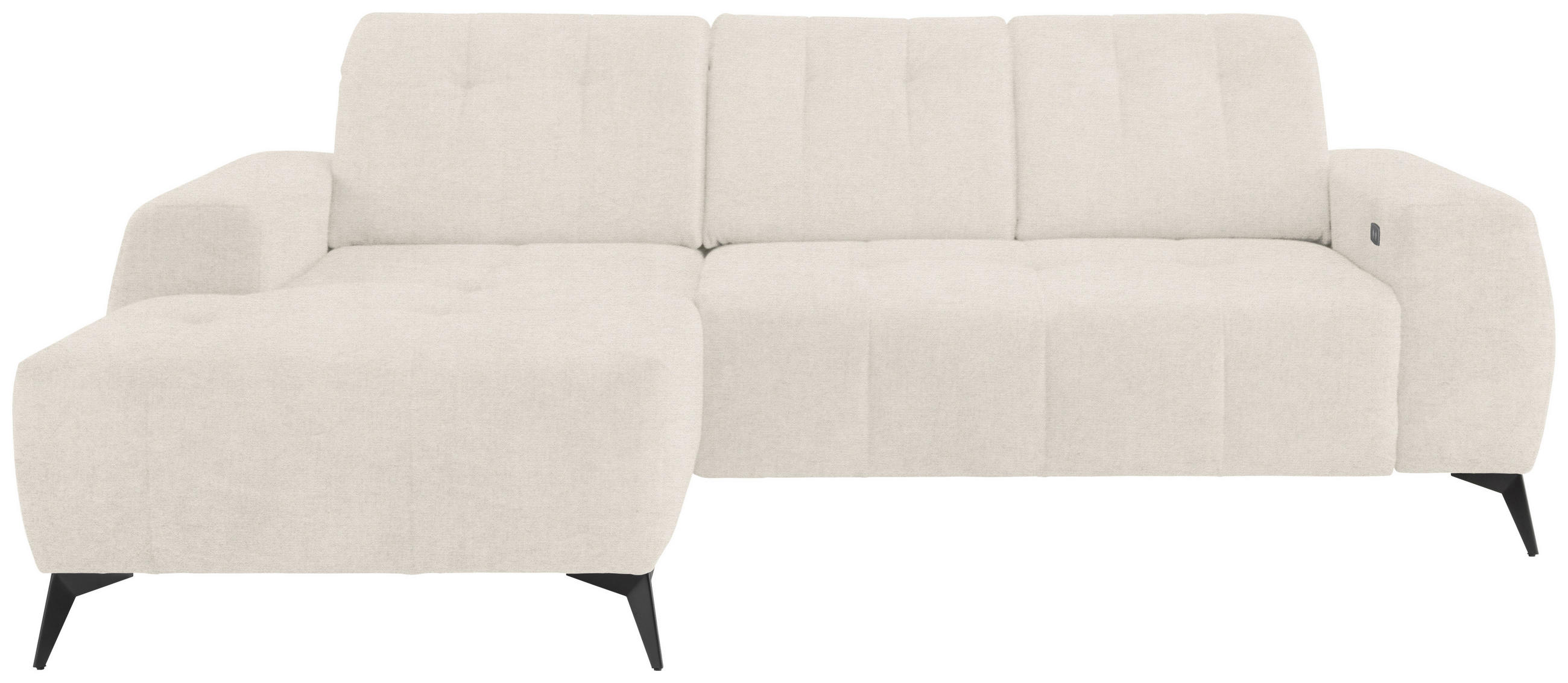 ECKSOFA Creme Mikrofaser  - Creme/Schwarz, MODERN, Textil/Metall (180/258cm) - Livetastic