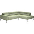 ECKSOFA Olivgrün Flachgewebe  - Chromfarben/Olivgrün, KONVENTIONELL, Textil/Metall (282/224cm) - Hom`in