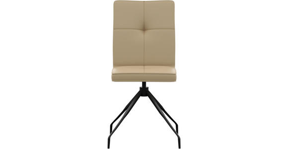 STUHL  Lederauswahl  Echtleder  - Beige, Design, Leder/Metall (45/96/58cm) - Moderano