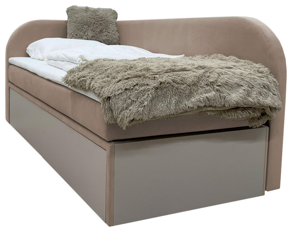 POLSTERBETT Bettschubladen, Matratze 90/200 cm  in Beige  - Beige, MODERN, Textil (90/200cm) - Livetastic