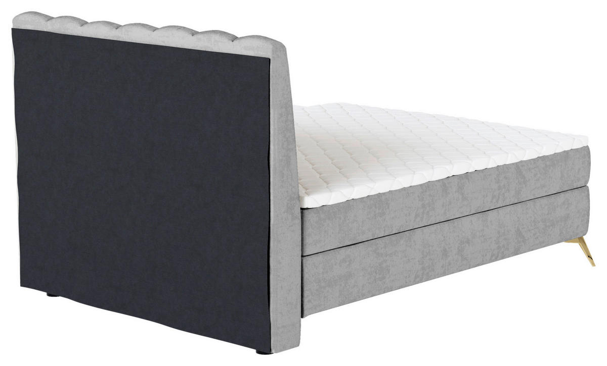 BOXBETT 120/200 cm  Grau  - Goldfarben/Schwarz, Basics, Kunststoff/Textil (120/200cm) - Livetastic