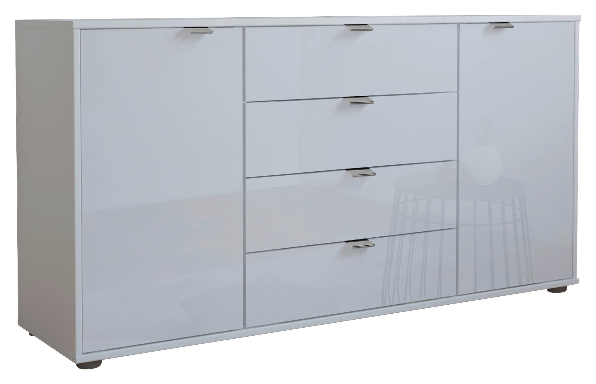 SIDEBOARD  140/70/43 cm 4 Schublade(n)  - Chromfarben/Schwarz, KONVENTIONELL, Glas/Holzwerkstoff (140/70/43cm) - Dieter Knoll