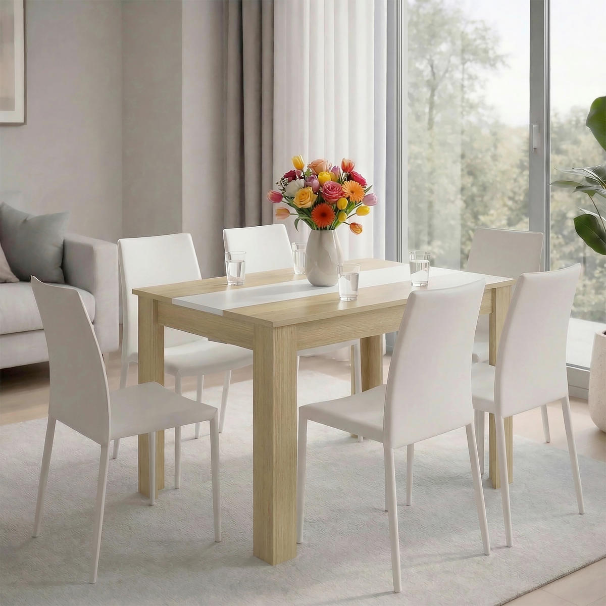 ESSTISCH      - Honigeiche/Weiß, MODERN, Holzwerkstoff (140/80/75cm) - MID.YOU