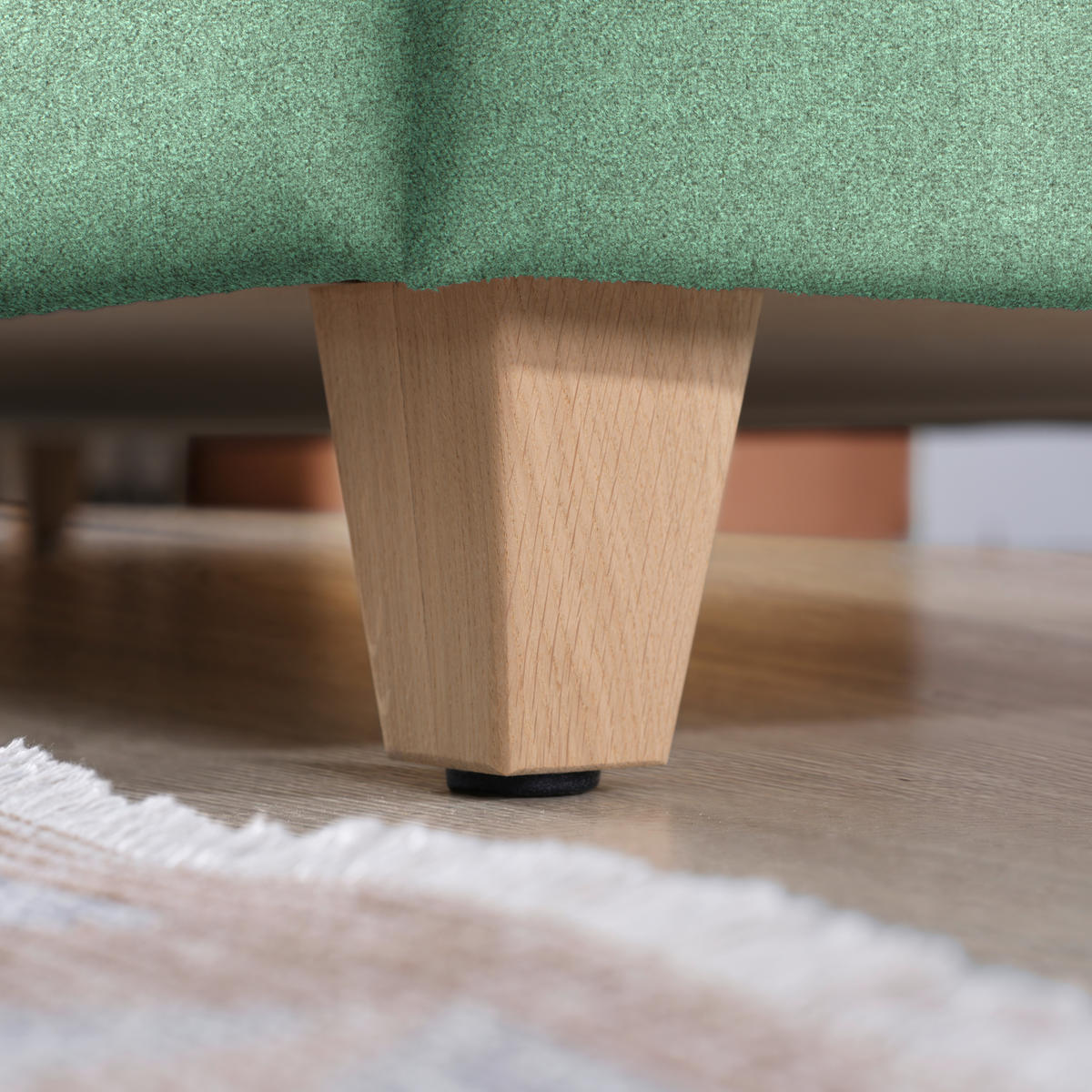 ECKSOFA in Flachgewebe Mintgrün  261/203 cm  - Eichefarben/Mintgrün, KONVENTIONELL, Holz/Textil (261/203cm) - Sedda