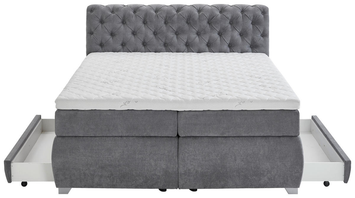 BOXSPRINGBETT 180/200 cm  in Grau  - Grau, Modern, Kunststoff/Textil (180/200cm) - MID.YOU