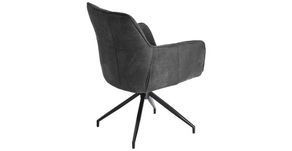 ARMLEHNSTUHL  Sitzfläche 360° drehbar, inklusive Armlehnen, automatische Rückholfunktion Mikrofaser  - Anthrazit/Schwarz, Design, Textil/Metall (65/85/63cm) - Novel