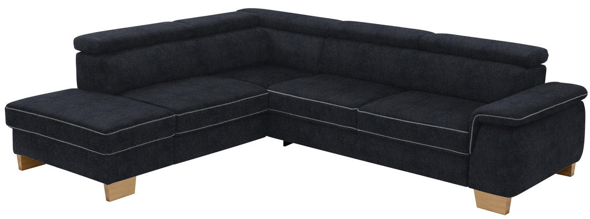 ECKSOFA in Mikrofaser Schwarz  - Eichefarben/Beige, Natur, Holz/Textil (226/273cm) - Beldomo System