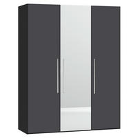 DREHTÜRENSCHRANK  in Anthrazit, Schwarz  - Edelstahlfarben/Anthrazit, Design, Glas/Holzwerkstoff (152/236/59cm) - Carryhome