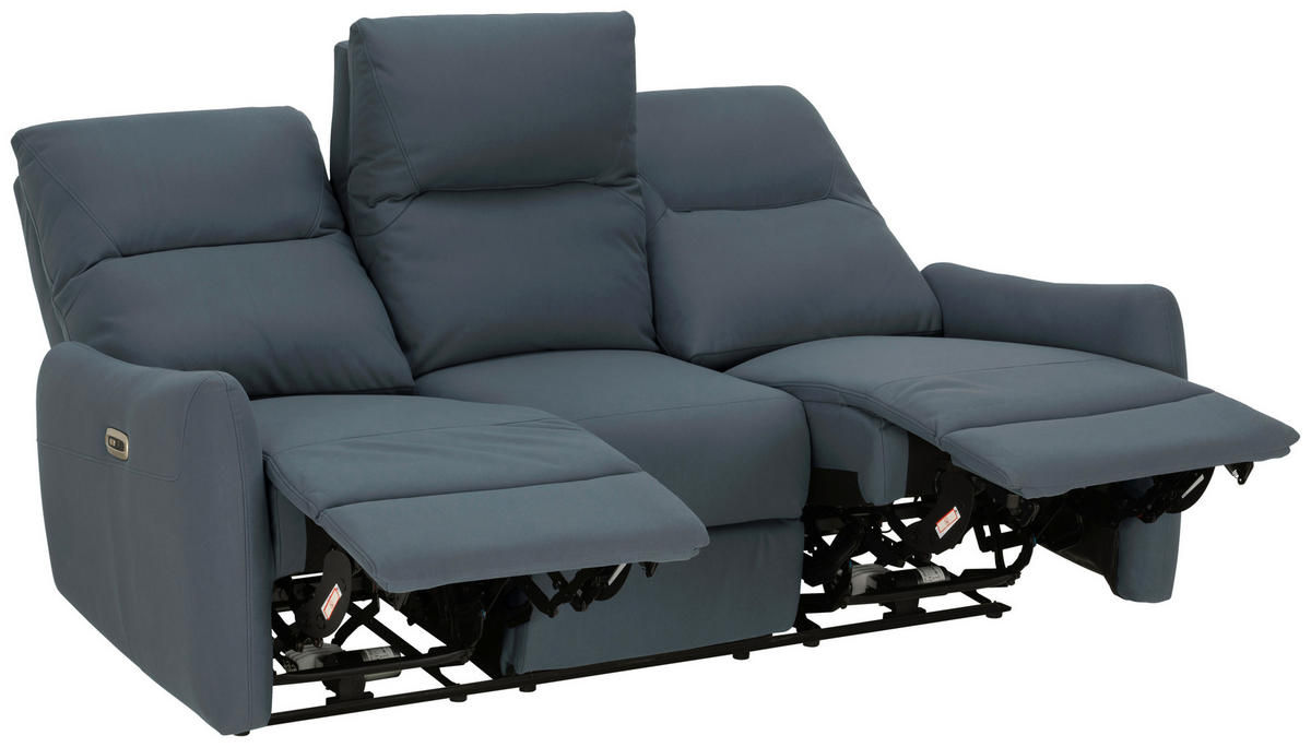 SITZGARNITUR Mikrofaser Dunkelblau  - Schwarz/Dunkelblau, KONVENTIONELL, Textil/Metall - Livetastic