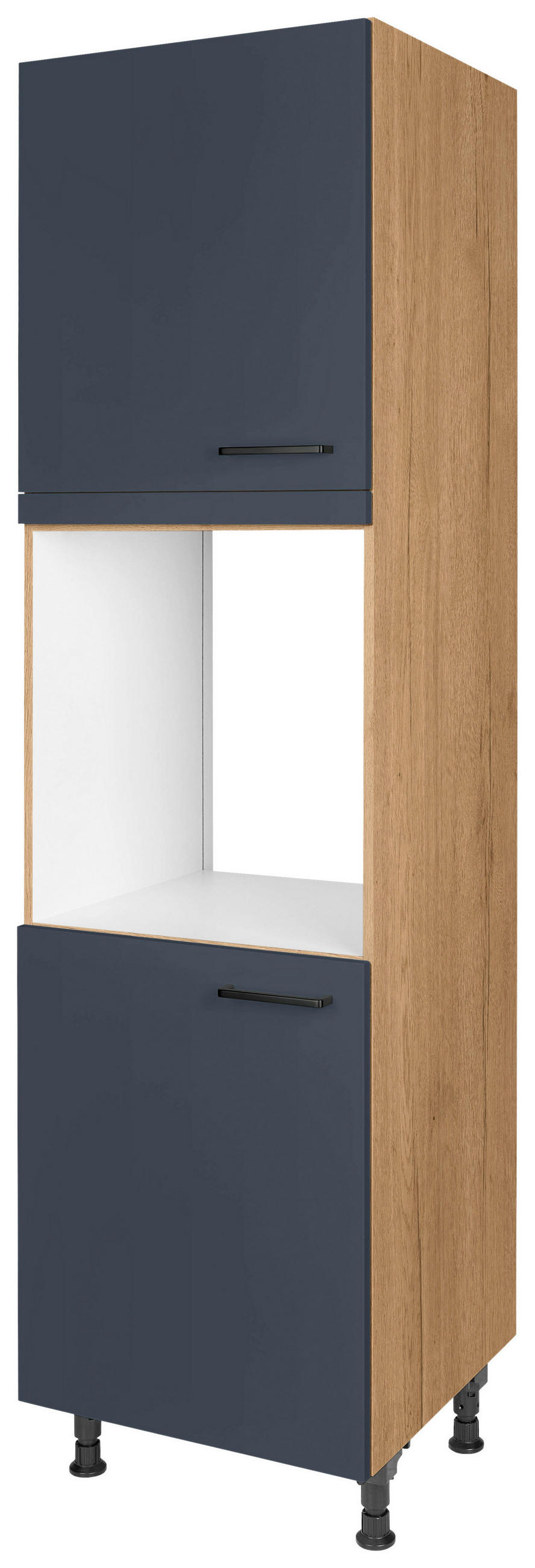 Nobilia Geräteumbauschrank Easytouch Blau, Eiche 60x216.6x58 cm