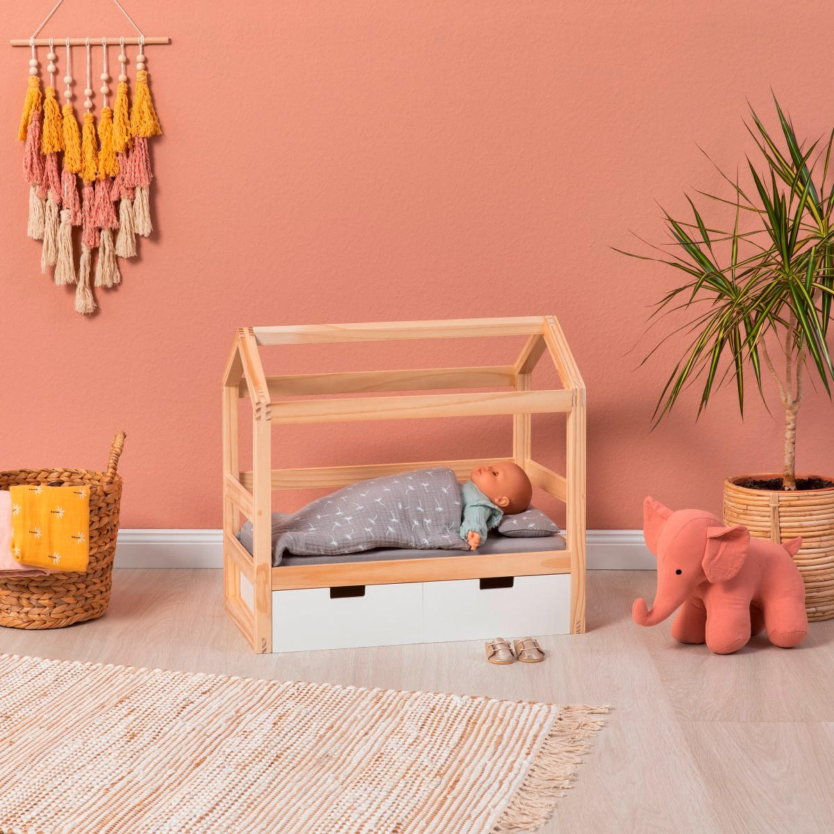 PUPPENBETT VIOLA - Naturfarben/Weiß, Basics, Holz/Holzwerkstoff (55/31/50cm) - MUSTERKIND