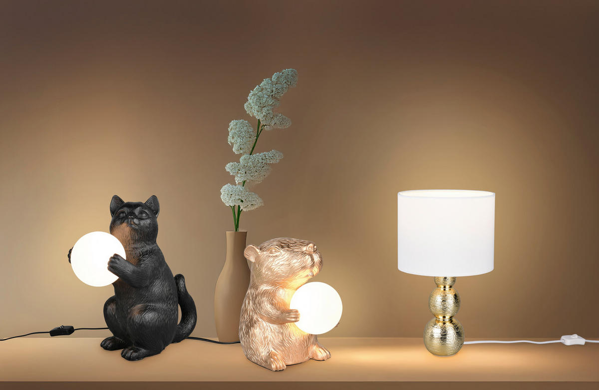 TISCHLEUCHTE Gatio 30/30 cm  - Schwarz/Weiß, LIFESTYLE, Glas/Kunststoff (30/30cm)
