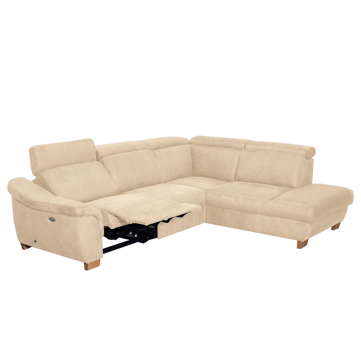 ECKSOFA Mikrofaser Beige  - Beige/Naturfarben, Design, Holz/Textil (276/238cm) - Livetastic
