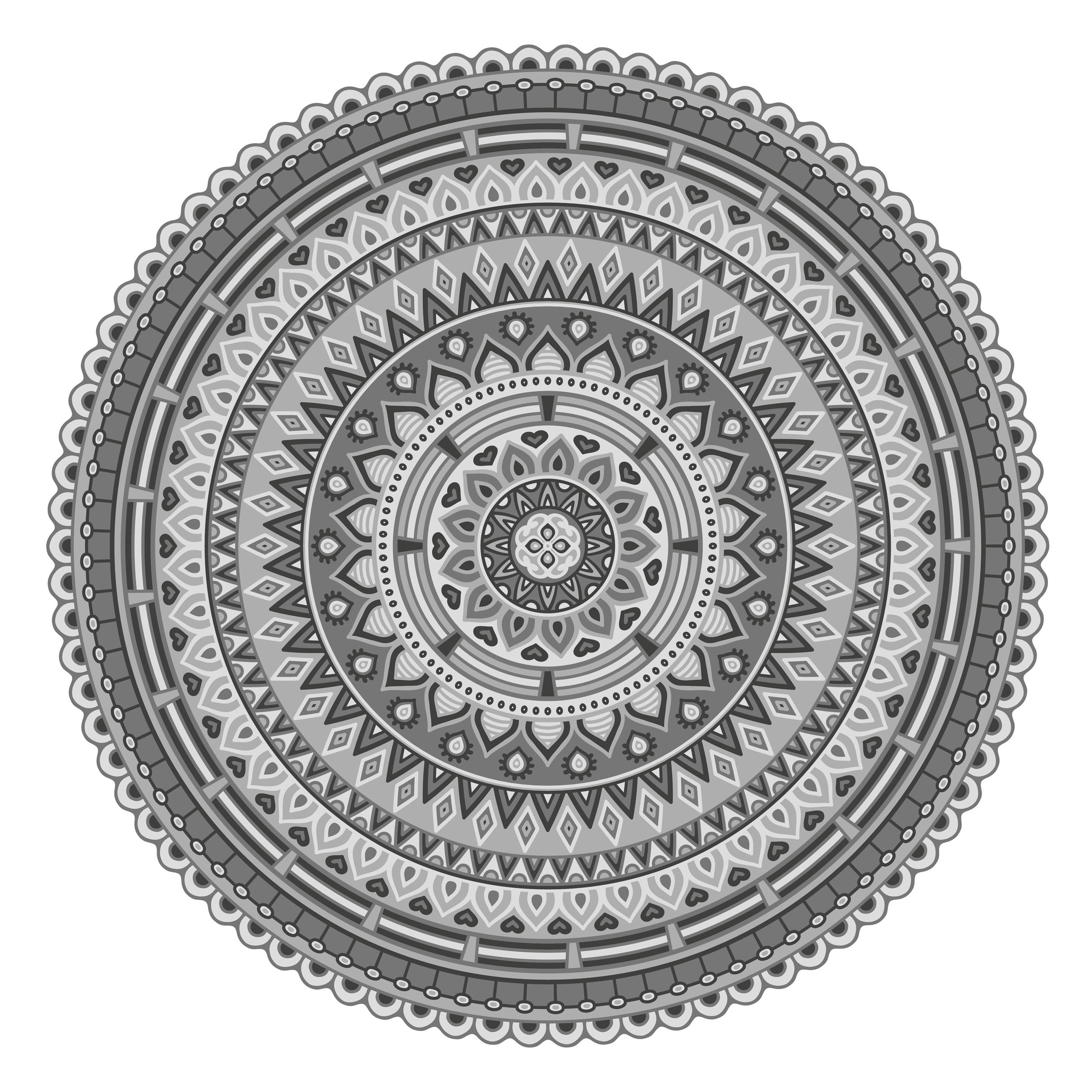 OUTDOORTEPPICH 118 cm Mandala Grau  - Grau, Trend, Kunststoff (118cm)