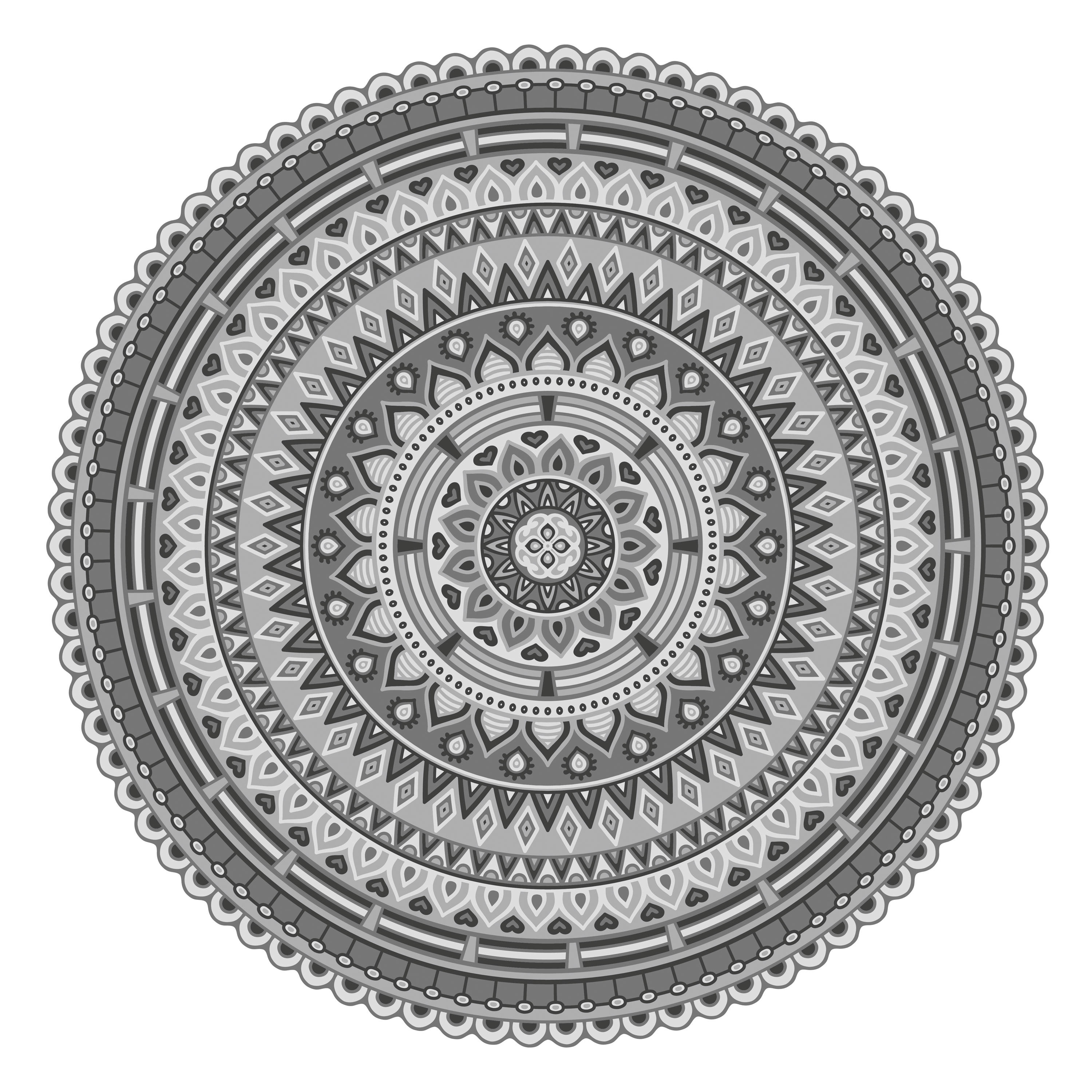OUTDOORTEPPICH 118 cm Mandala  - Grau, Trend, Kunststoff (118cm)