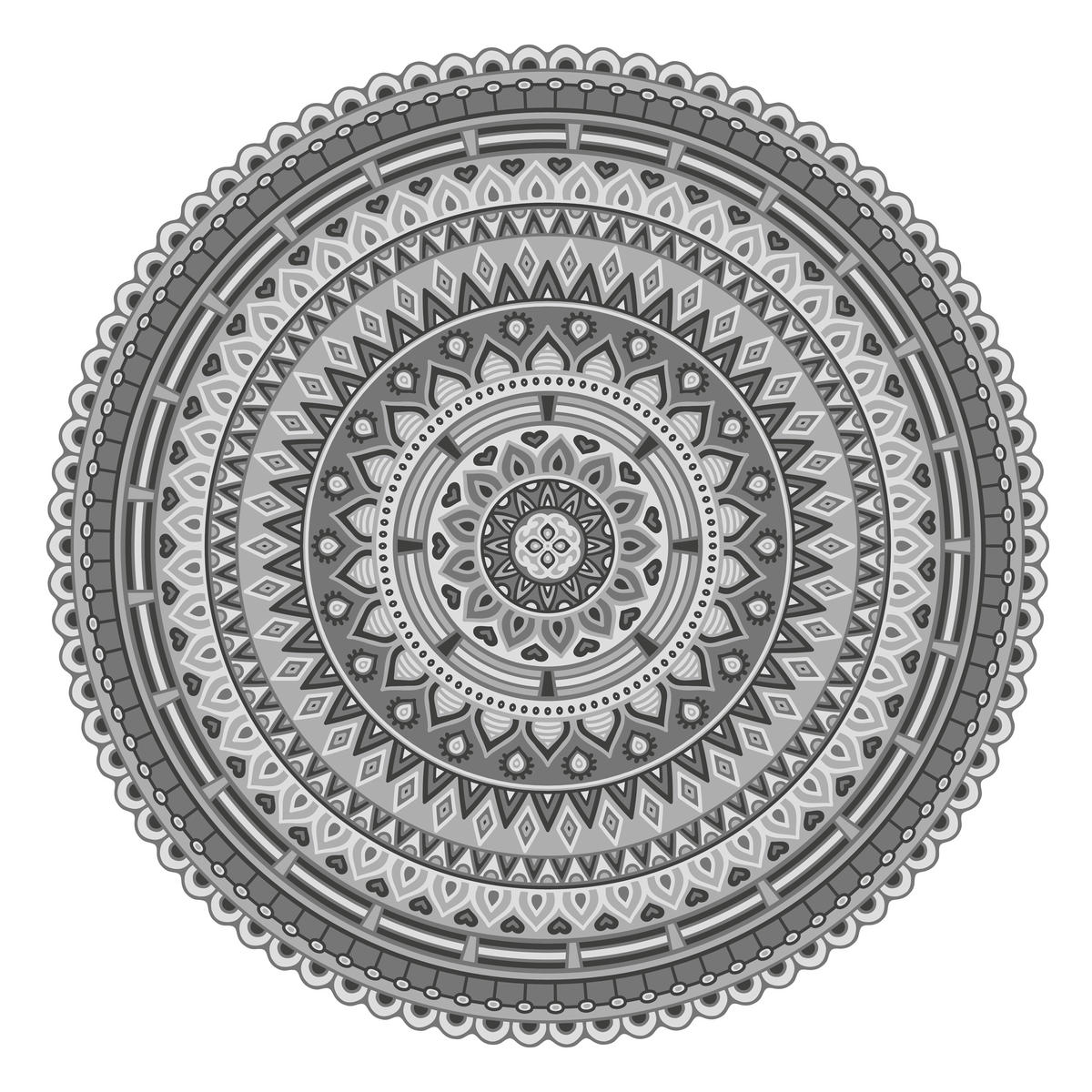 OUTDOORTEPPICH 118 cm Mandala Grau  - Grau, Trend, Kunststoff (118cm)