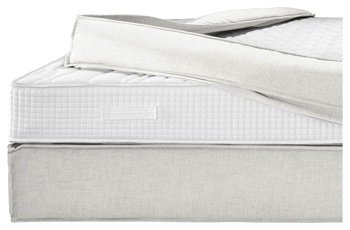 BOXSPRINGBETT 180/220 cm  in Creme  - Creme/Schwarz, Design, Kunststoff/Textil (180/220cm) - home24