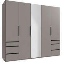 DREHTÜRENSCHRANK 250/216/58 cm,  in Sahara, 5 Tür(en)  - Schwarz/Sahara, MODERN, Glas/Holzwerkstoff (250/216/58cm) - MID.YOU