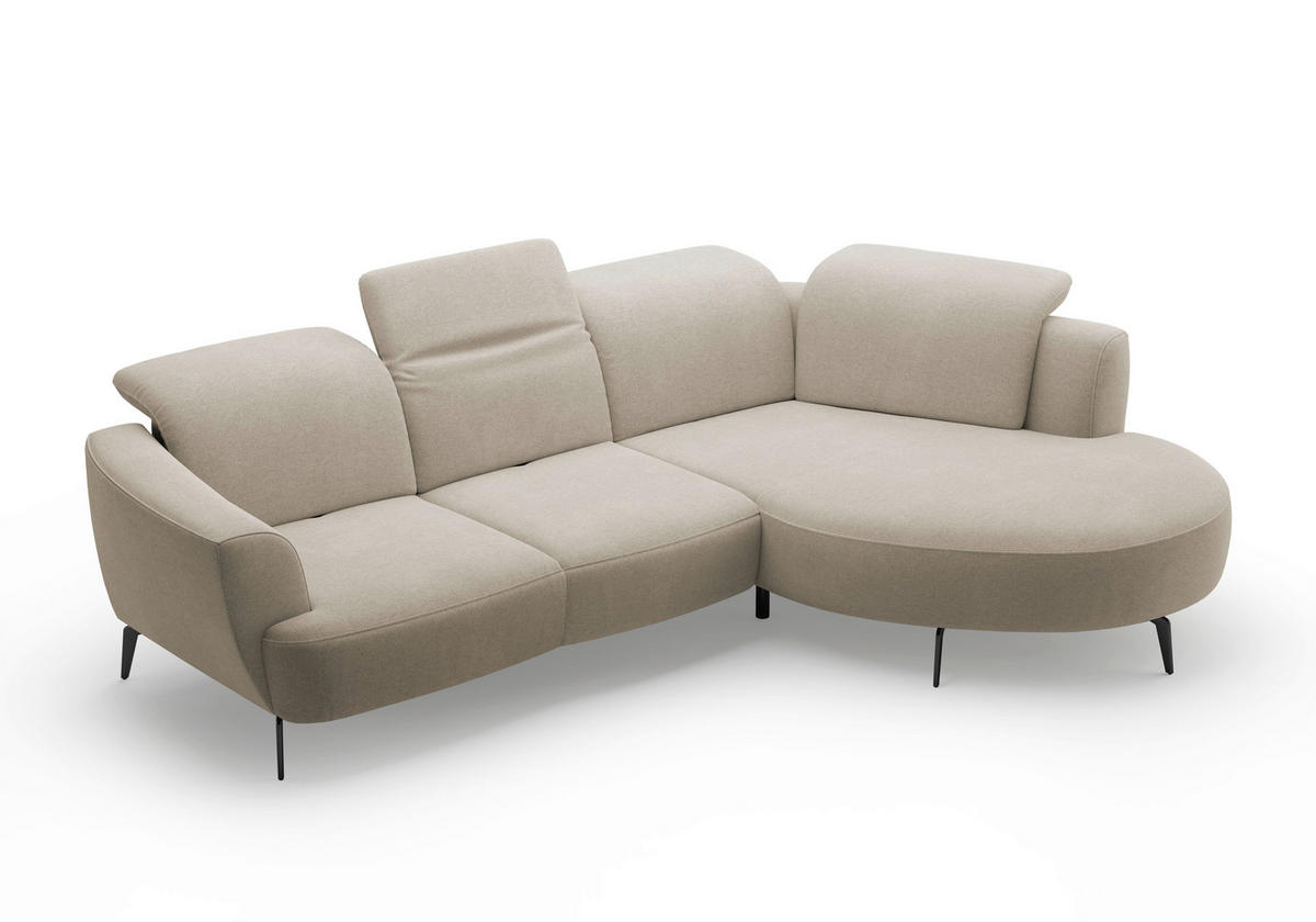 ECKSOFA in Mikrofaser Beige  - Beige/Schwarz, Konventionell, Textil/Metall (309/199cm) - Sit & More