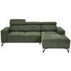 ECKSOFA Olivgrün Chenille  - Schwarz/Olivgrün, KONVENTIONELL, Textil/Metall (264/178cm) - Hom`in