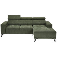 ECKSOFA Olivgrün Chenille  - Schwarz/Olivgrün, KONVENTIONELL, Textil/Metall (264/178cm) - Hom`in