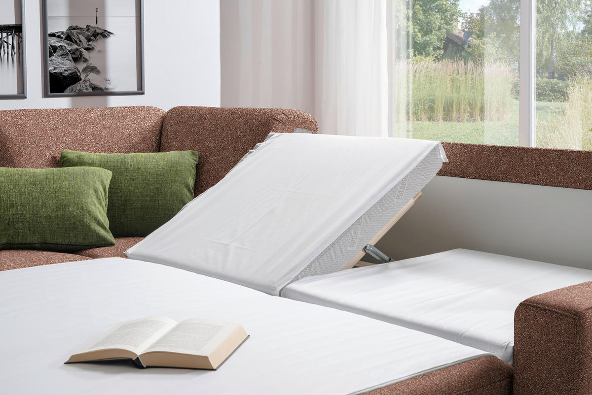 WOHNLANDSCHAFT  in Mikrovelours Terracotta  - Anthrazit/Terracotta, KONVENTIONELL, Textil (158/323/237cm) - Sedda