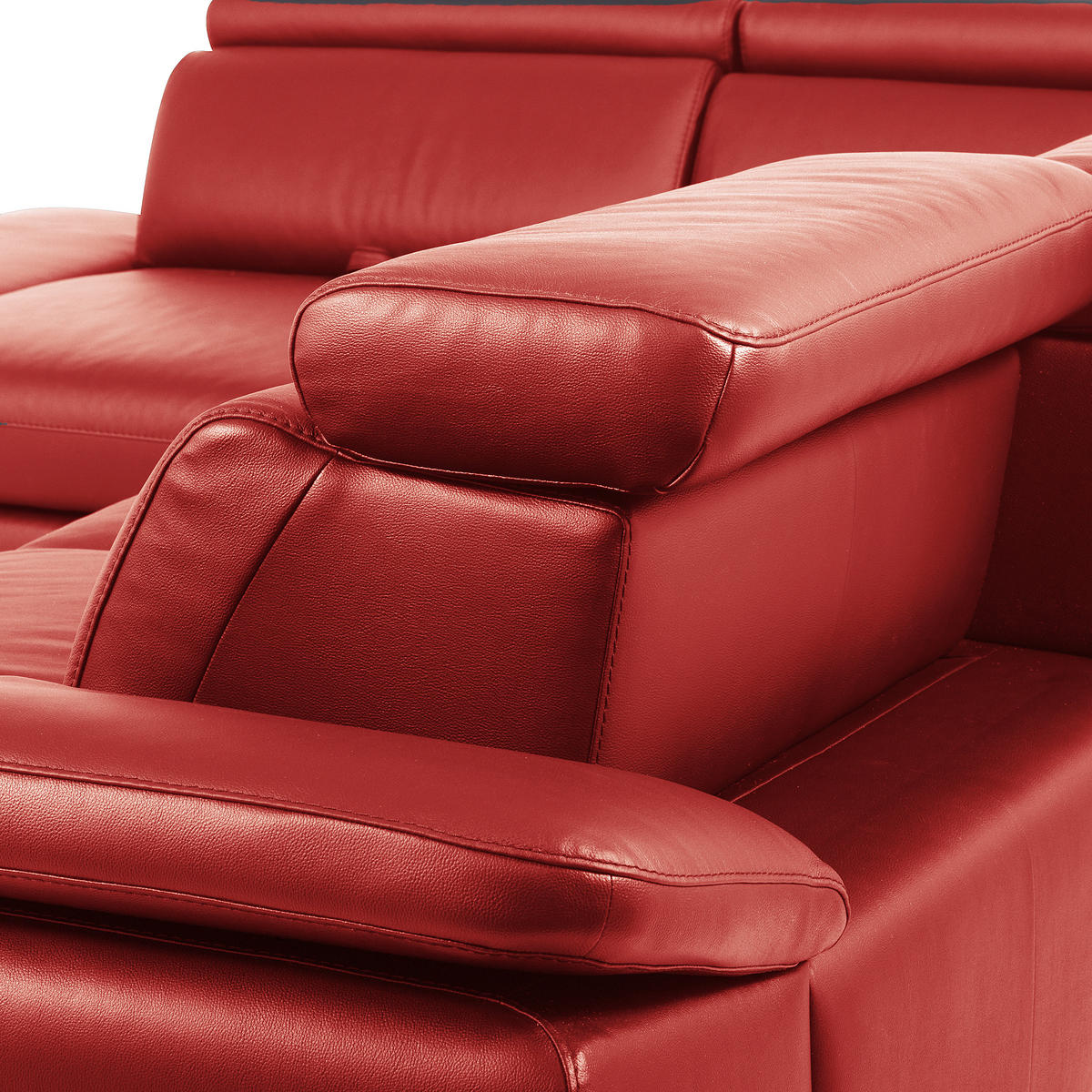 ECKSOFA Rot Echtleder Lederlook Bettkasten, Schlaffunktion, Rücken echt, Armteilverstellung, Kopfteilverstellung, Sitztiefenverstellung  - Rot/Schwarz, Design, Leder/Textil (220/274cm) - Livetastic