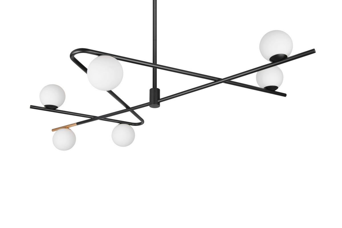 HÄNGELEUCHTE Flaming 120/73,5/195 cm   - Goldfarben/Schwarz, LIFESTYLE, Glas/Metall (120/73,5/195cm) - Trio Leuchten