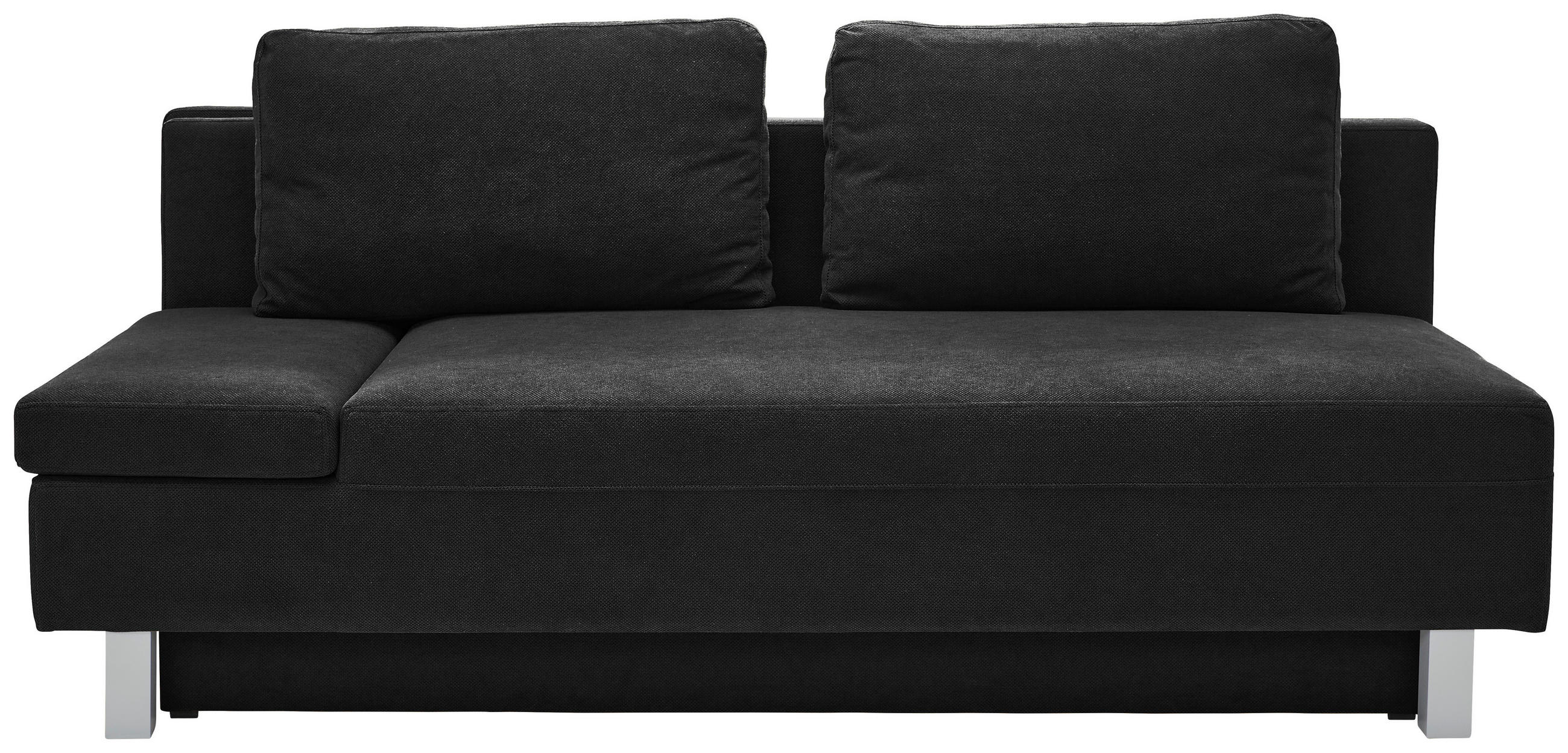 SCHLAFSOFA in Flachgewebe Schwarz  - Chromfarben/Schwarz, Design, Holz/Textil (205/77-93/99cm) - Novel