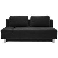 SCHLAFSOFA  mit Stoffauswahl, Schlafen auf Sitzhöhe, Armteil links Flachgewebe Schwarz  - Chromfarben/Schwarz, Design, Holz/Textil (205/77-93/99cm) - Novel