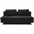 SCHLAFSOFA Flachgewebe Schwarz  - Chromfarben/Schwarz, Design, Holz/Textil (205/77-93/99cm) - Novel