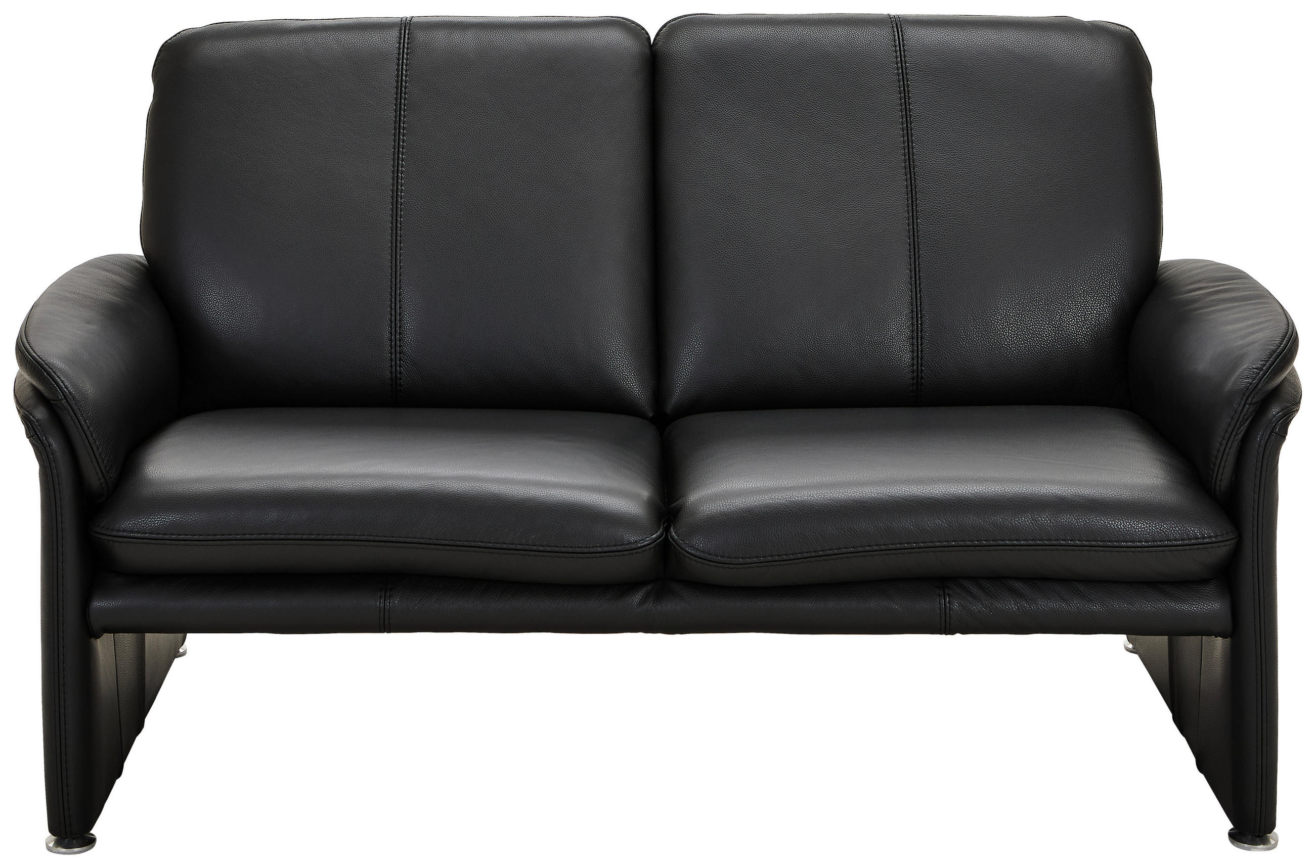 2-SITZER-SOFA Schwarz Echtleder  - Chromfarben/Schwarz, KONVENTIONELL, Leder/Metall (158/90/86cm) - Celina Home