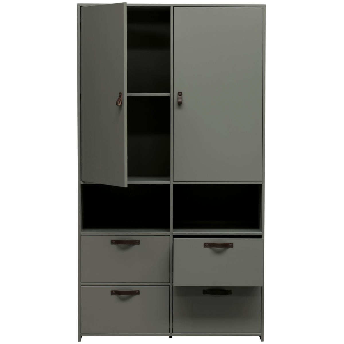 KLEIDERSCHRANK 103/185/40 cm 2-türig Grün  - Braun/Grün, Design, Leder/Holz (103/185/40cm) - Livetastic