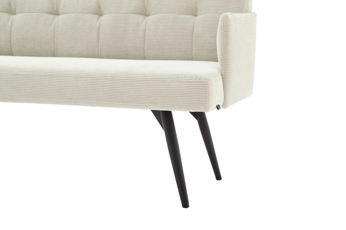 SITZBANK in Textil Weiss  - Weiss/Schwarz, Design, Textil/Metall (206/85/69cm) - Johann Jakob