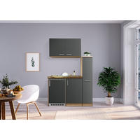 MINIKÜCHE 130 cm   in Eichefarben, Grau  - Eichefarben/Grau, MODERN, Holzwerkstoff/Metall (130cm) - Respekta