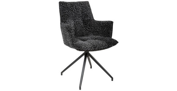 ARMLEHNSTUHL  Stoffauswahl, Sitzfläche 360° drehbar, automatische Rückholfunktion Jacquard  - Schwarz/Grau, Design, Textil/Metall (59/89.5/63cm) - Novel