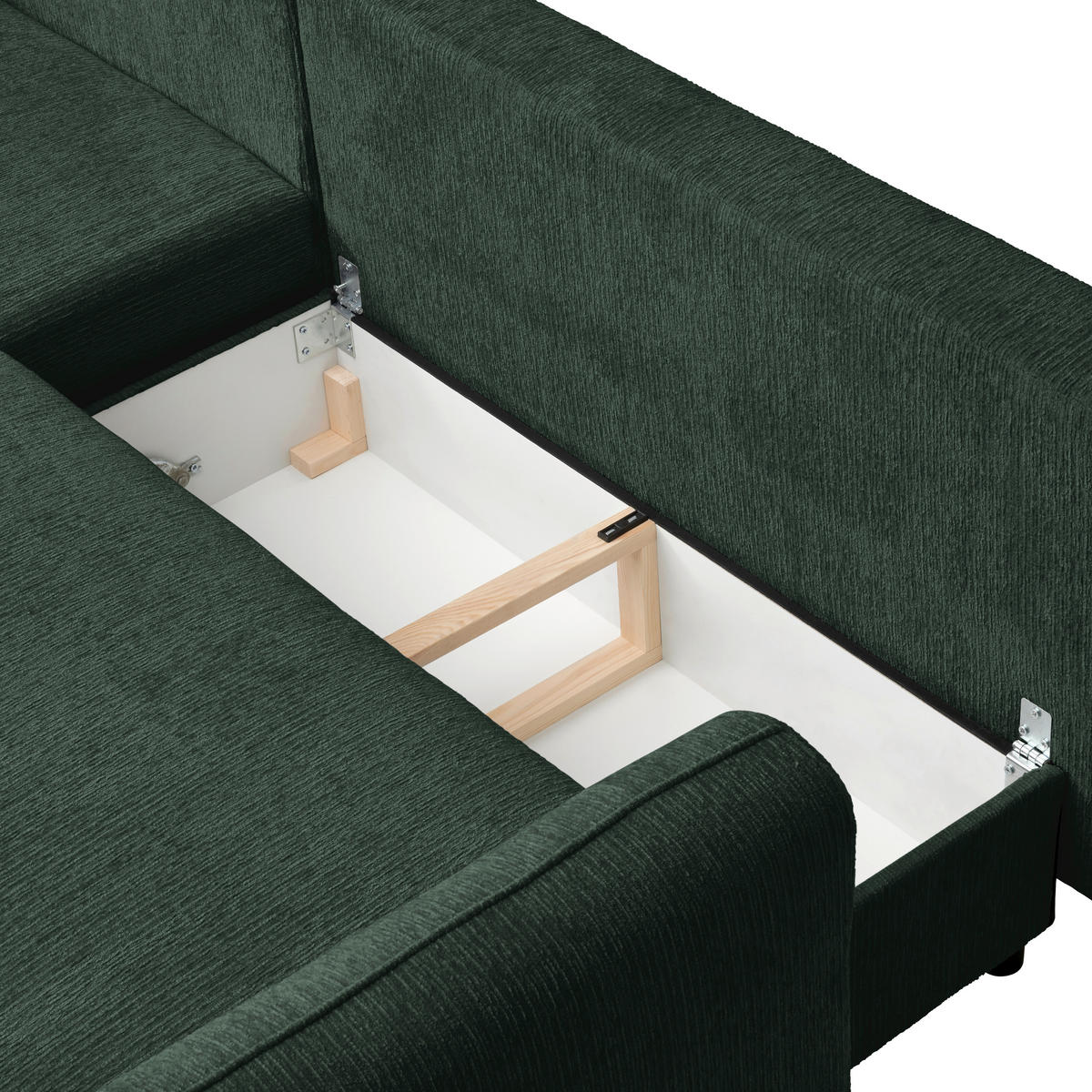 ECKSOFA in Struktur Dunkelgrün  - Dunkelgrün/Schwarz, Konventionell, Holz/Textil (170/247cm) - Carryhome